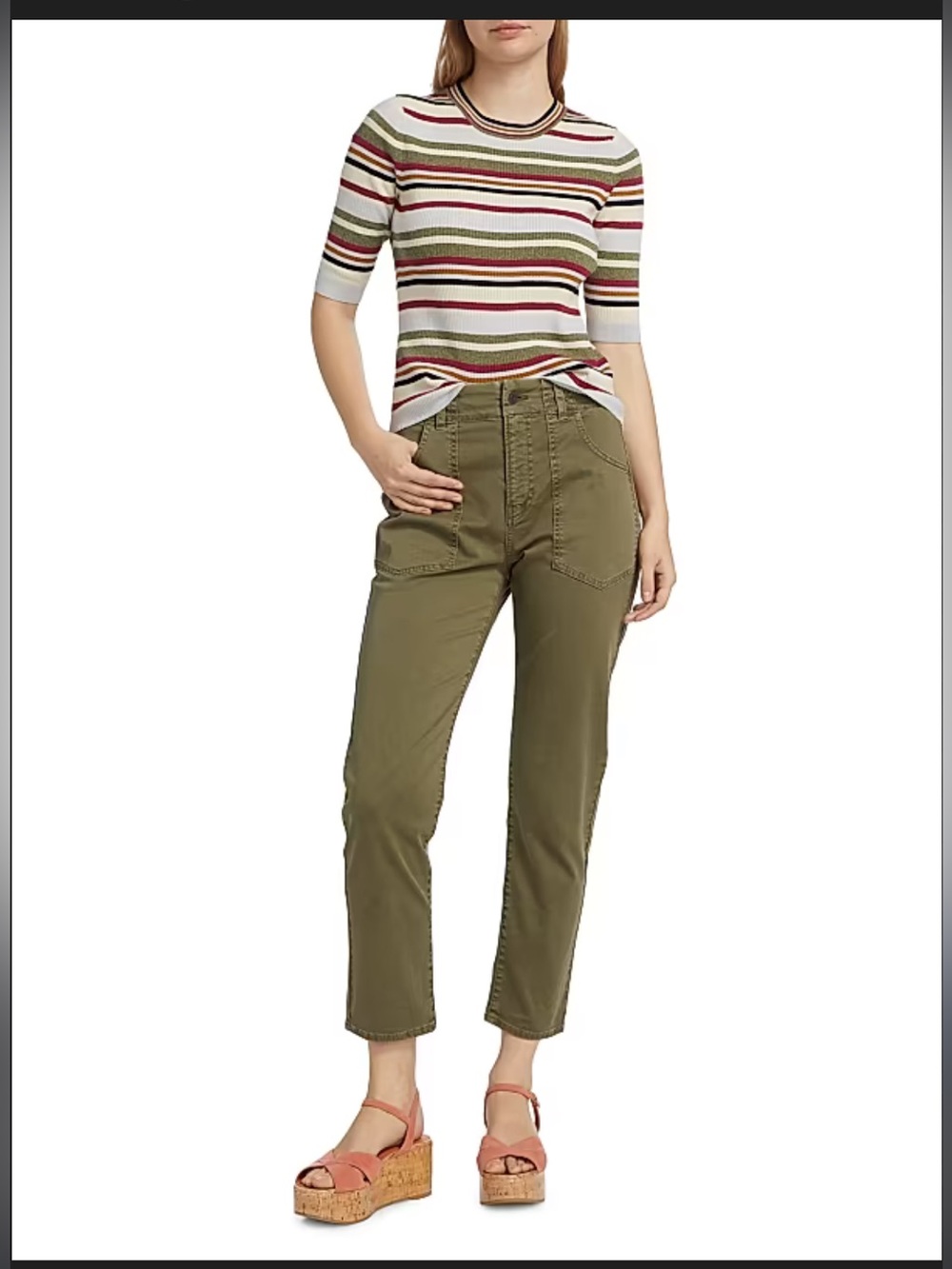 Veronica Beard Olive Cotton-Blend Straight-Leg Cargo Pants